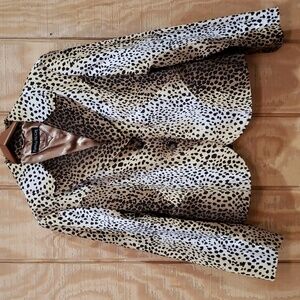 Pamela McCoy Western Animal Leopard Print Cotton Blend Blazer Jacket Size L